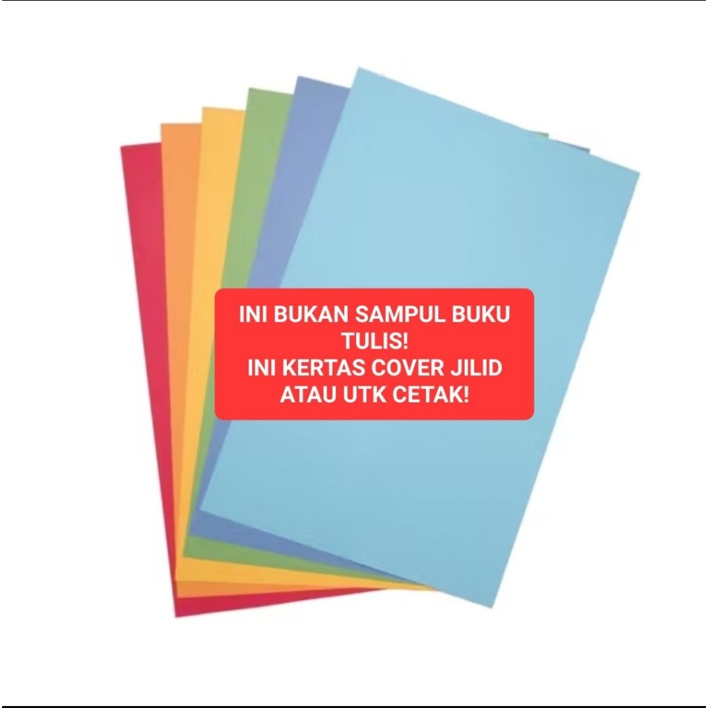 

1 LEMBAR Kertas Cover Folio WARNA TUA Merah Biru Hijau Oranye Coklat BC Indah F4 Sampul Jilid