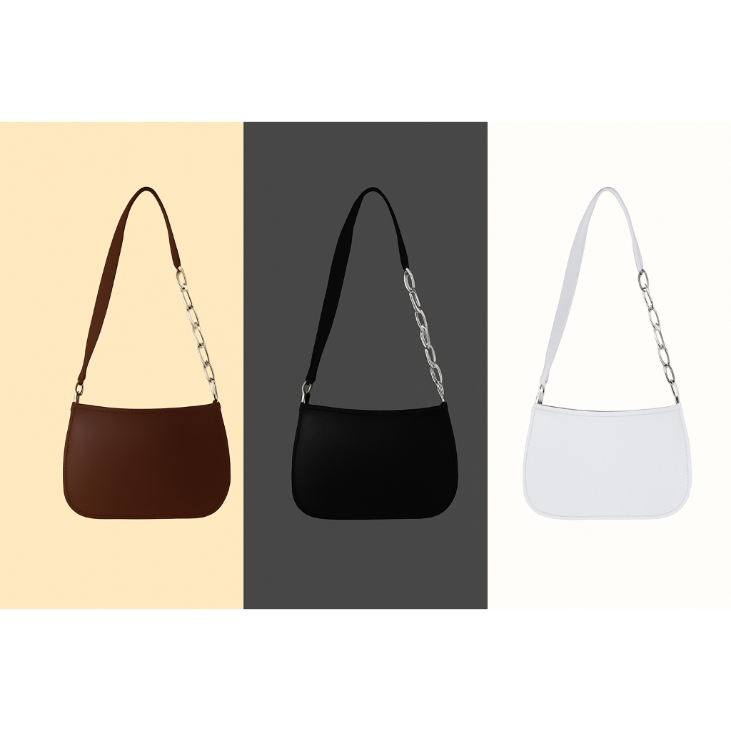 Tas Selempang Korea Rantai Wanita Aesthetic – Shoulder Bag Kekinian (Hitam/Coklat/Putih)