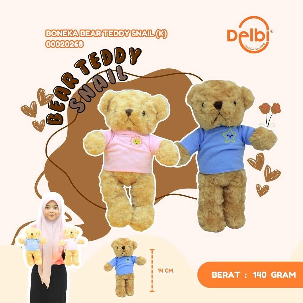 BONEKA BEAR TEDDY SNAIL (K) BERBULU KECIL K"
