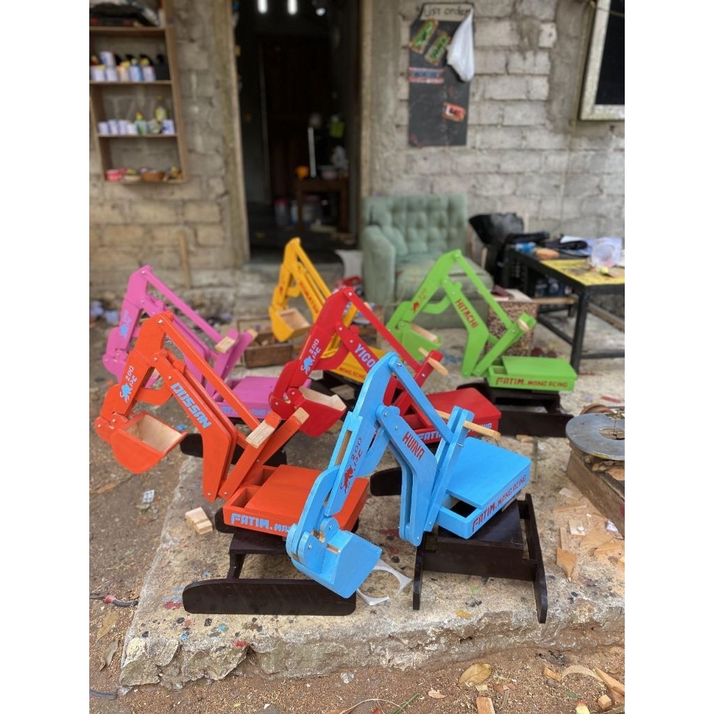 excavator kayu excavator mainan mainan anak edukasi anak paket usaha mainan