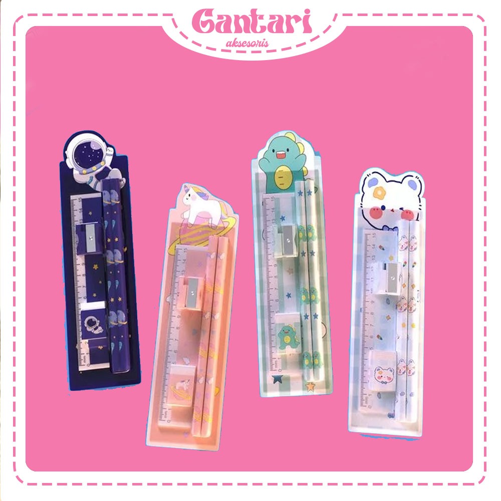 

ALAT TULIS SEKOLAH KARAKTER LUCU 5IN1 STATIONERY MINI - GANTARI HOUSE
