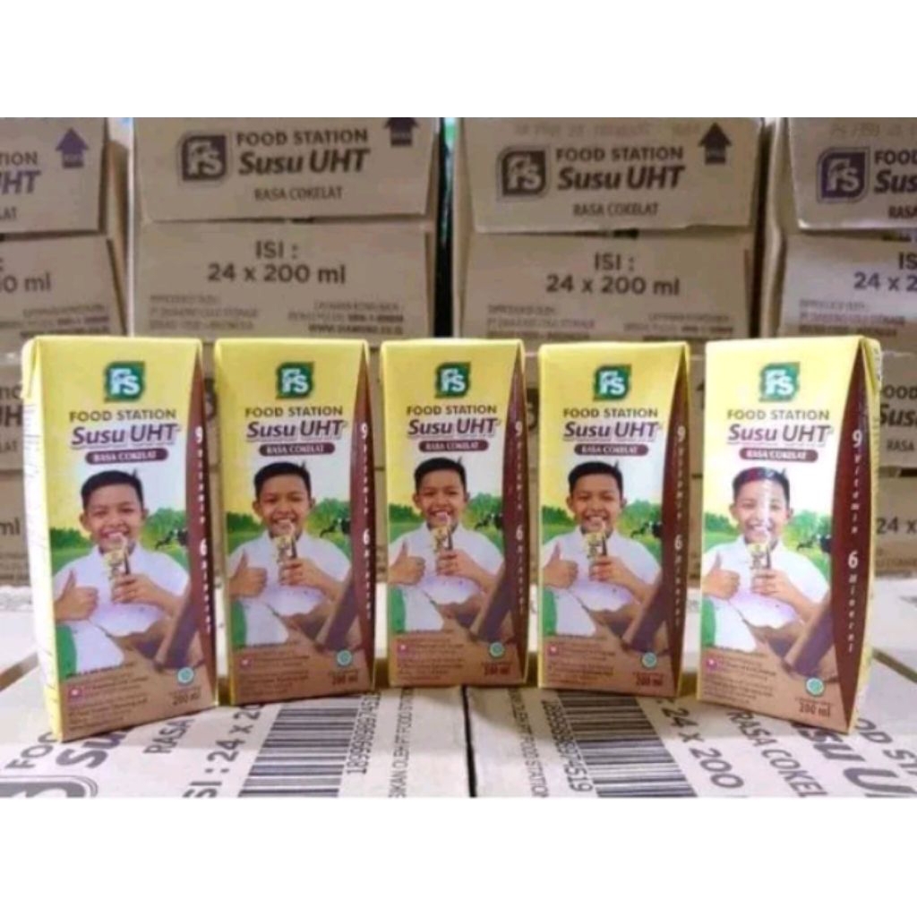

susu uht food station rasa coklat 1 dus isi 24 pcs