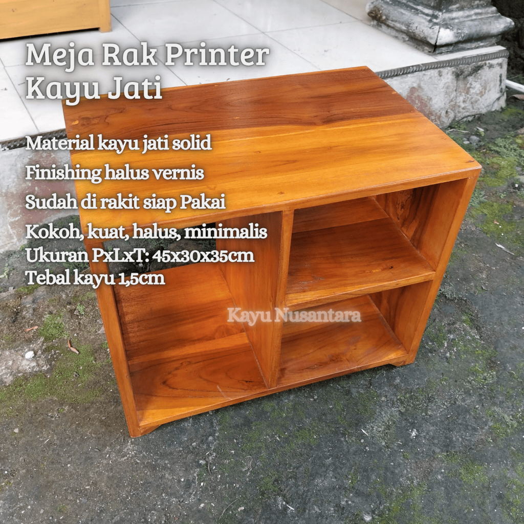 Sinarterang3 Meja Rak Printer Kayu Jati Meja Belajar Minimalis Dudukan Stand Laptop