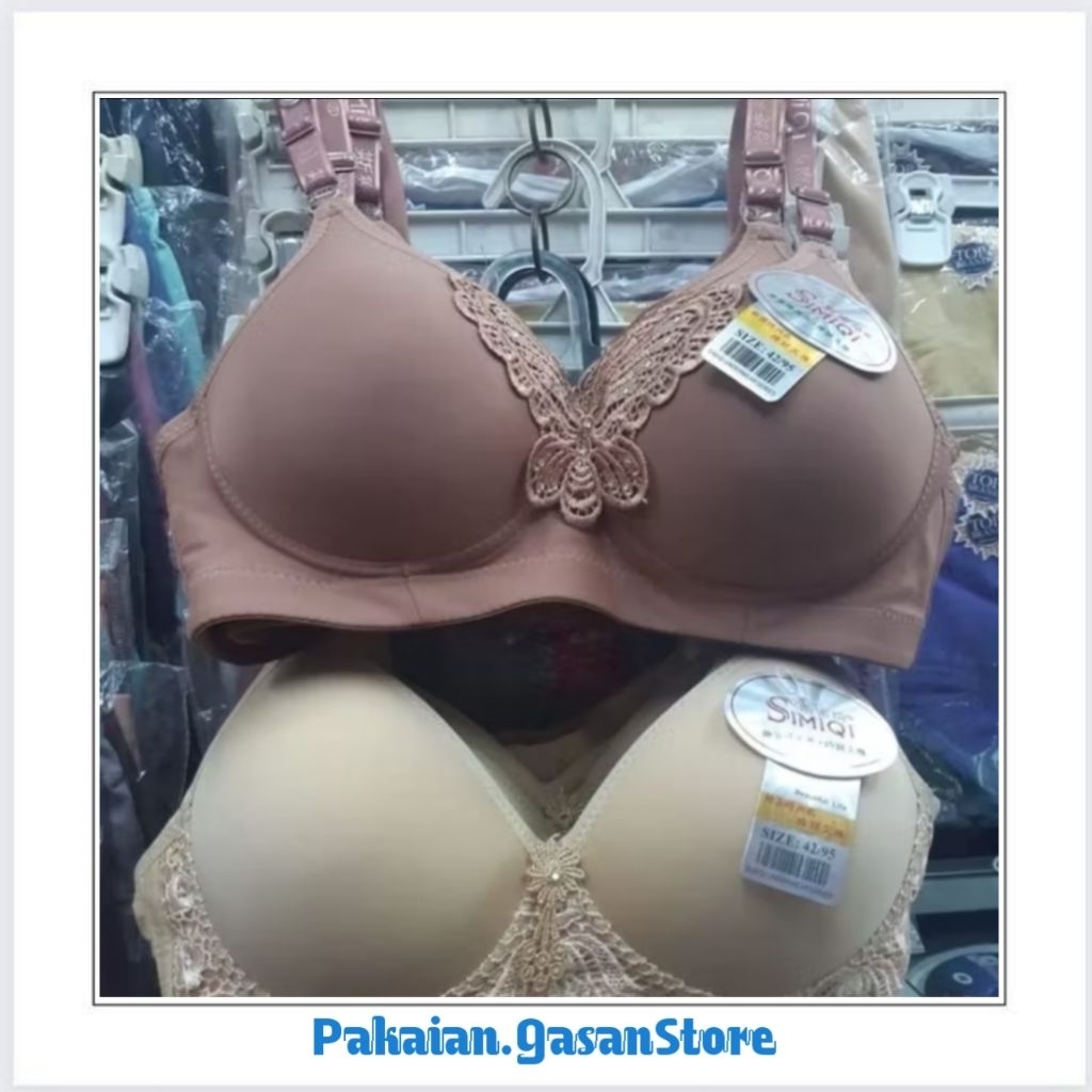 PGS (1 Lembar ) Bra Wanita Simiqi BH Simiqi Renda Kupu Kupu Cup Besar Tanpa Kawat