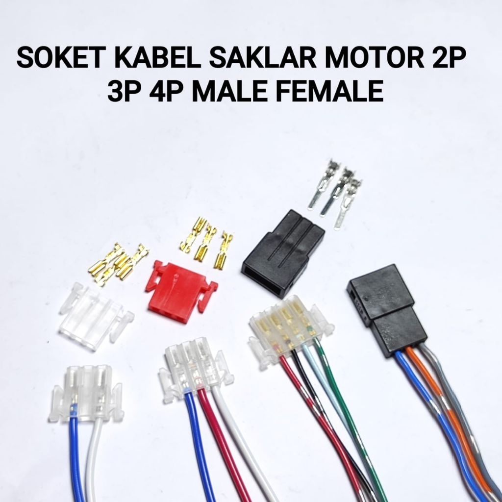 Soket Kabel Tombol Saklar Lampu Motor 2 pin 3 pin 4 pin kabel 2 3 dan 4 (skp)