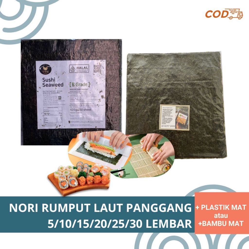 

Paket Manjun Yaki Sushi Nori Lembaran + Bambu Penggulung - Paket Sushi Lengkap - Paket Sushi Halal