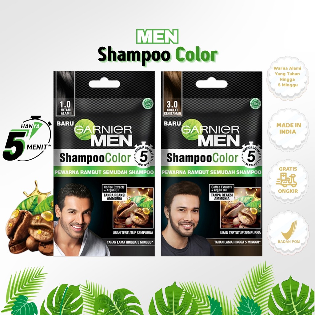 GARNIER Men Shampoo Hair Color - 1 Sachet | Pewarna Rambut Pria