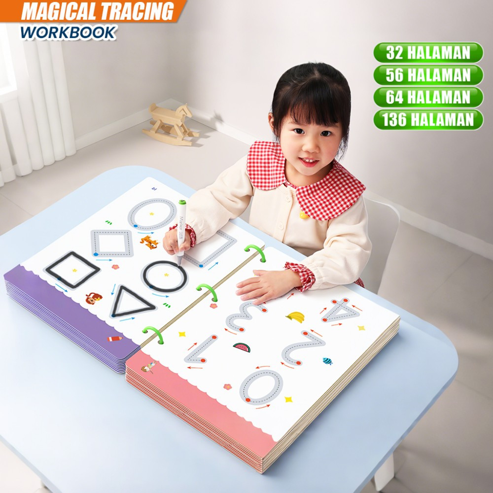 

Mainan Edukasi Menggambar Latihan Menulis Titik Dapat Dihapus Buku Set Magical Tracing Workbook / Buku Kerja Penelusuran Ajaib Anak Serbaguna Stockami M386