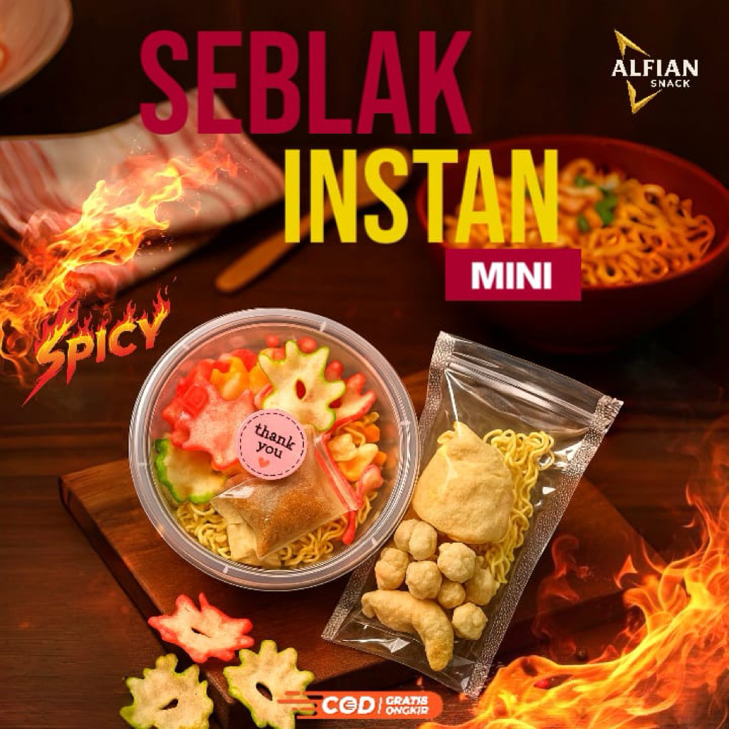 

SEBLAK INSTAN MINI ALFIAN SNACK BERHADIAH MULAI DARI RP.100-100.000 SESUAI REZEKI || MURAH MERIAH