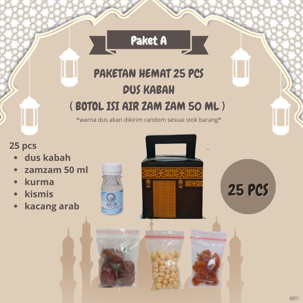 

paketan A hemat kabah untuk oleh oleh haji dan umroh 25 pcs ( botol isi air zam zam 50 ml )