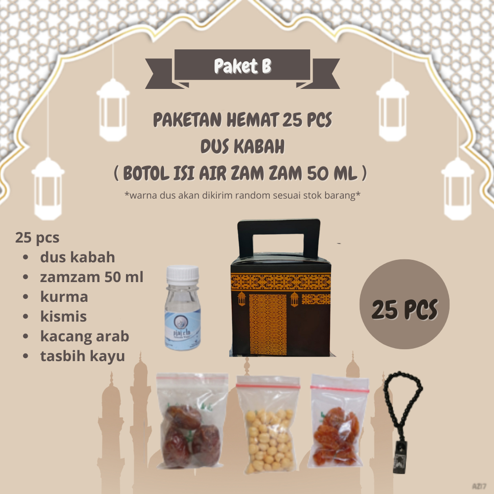 

paketan B hemat tasbih kabah untuk oleh oleh haji dan umroh 25 pcs ( botol isi air zam zam 50 ml )