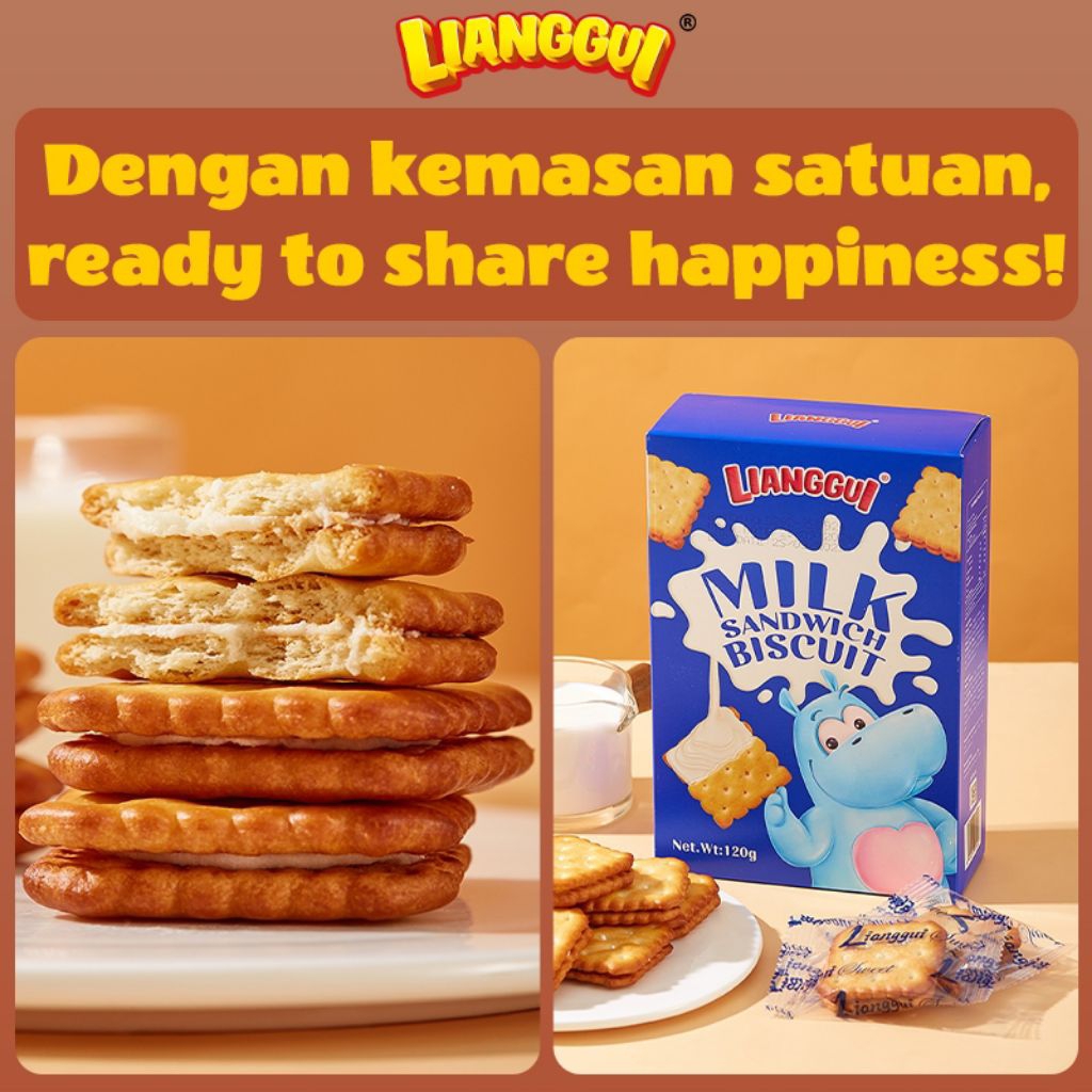 

Biskuit Sandwich Susu, Milk Sandwich Biscuit Lianggui