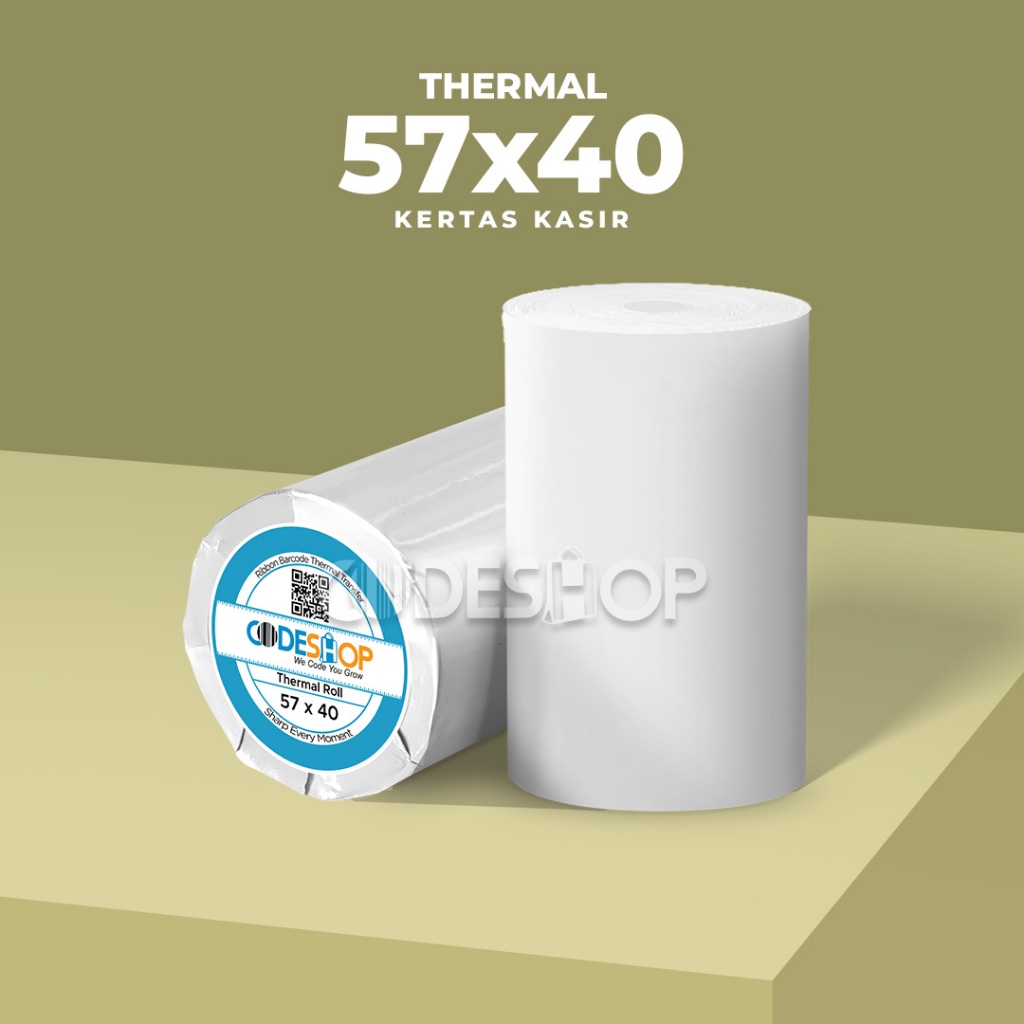 

Kertas Termal Codeshop 58x40 mm Roll Struk Printer Bluetooth