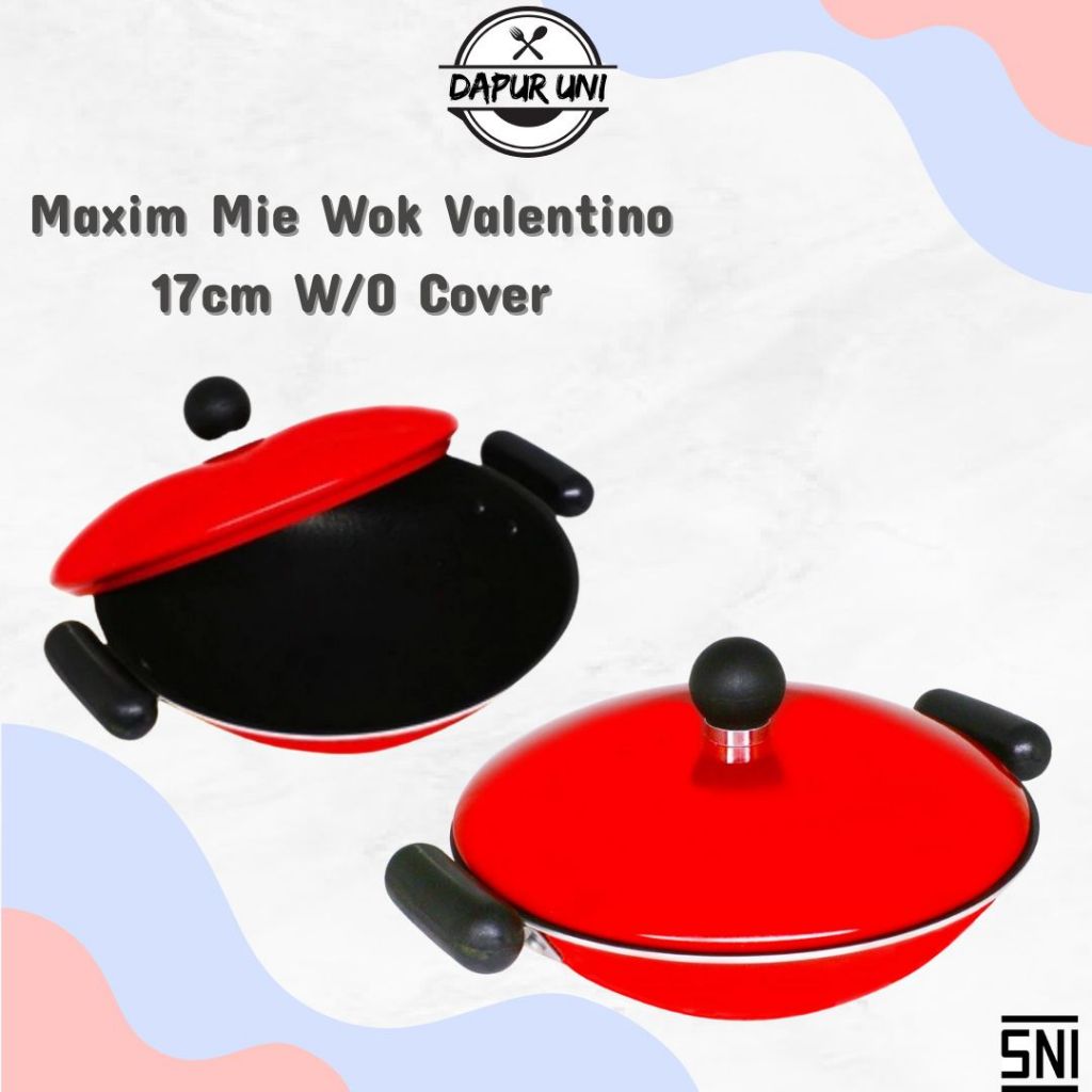 Maxim Valentino Mie Wok 17 cm+Tutup Cetakan Kue Apem Serabi Cetakan Kue Apem Selong Anti Lengket