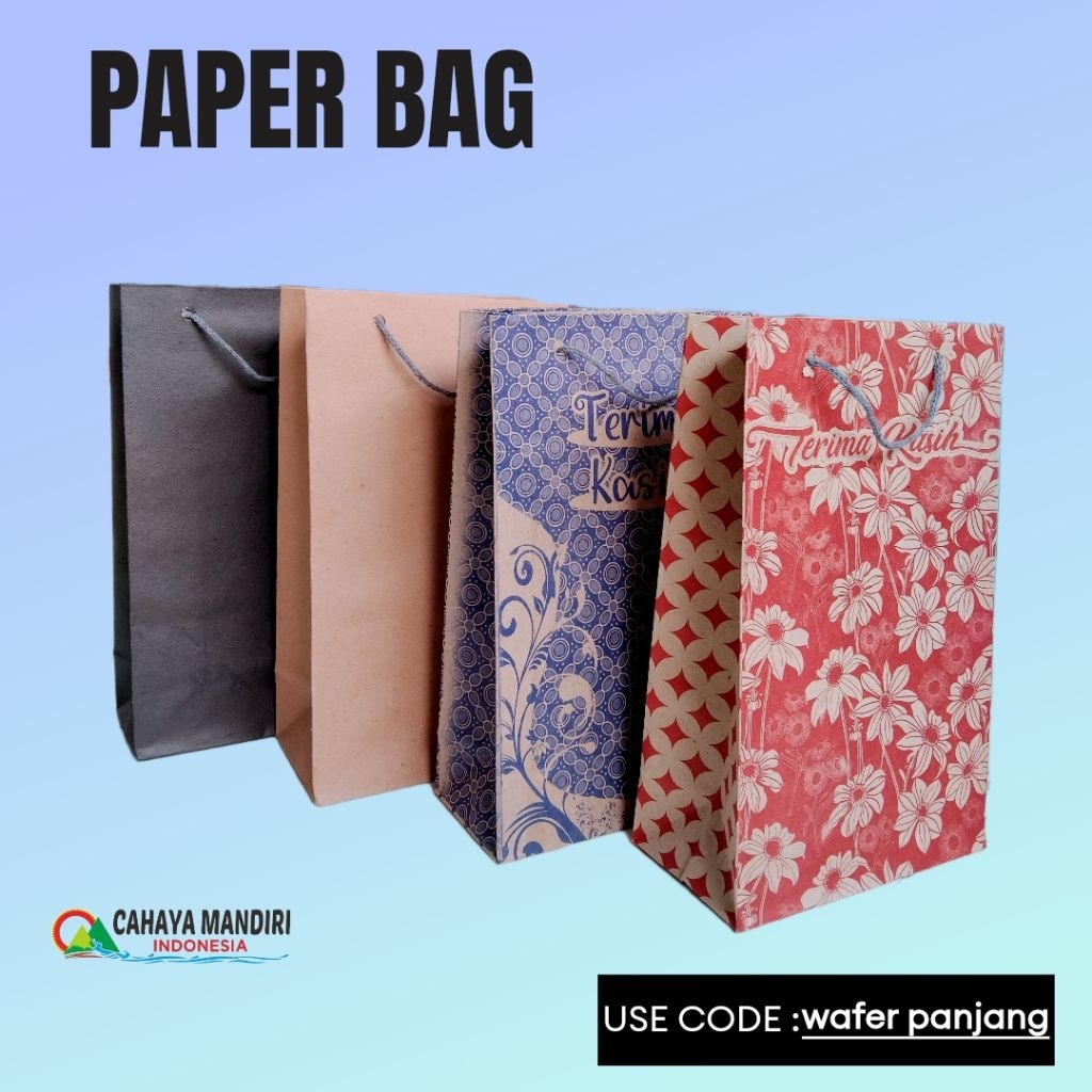 

PAPERBAG WAFER PANJANG (size 15x8x25) PAPERBAG HAJATAN | SOVENIR TAS BINGKISAN