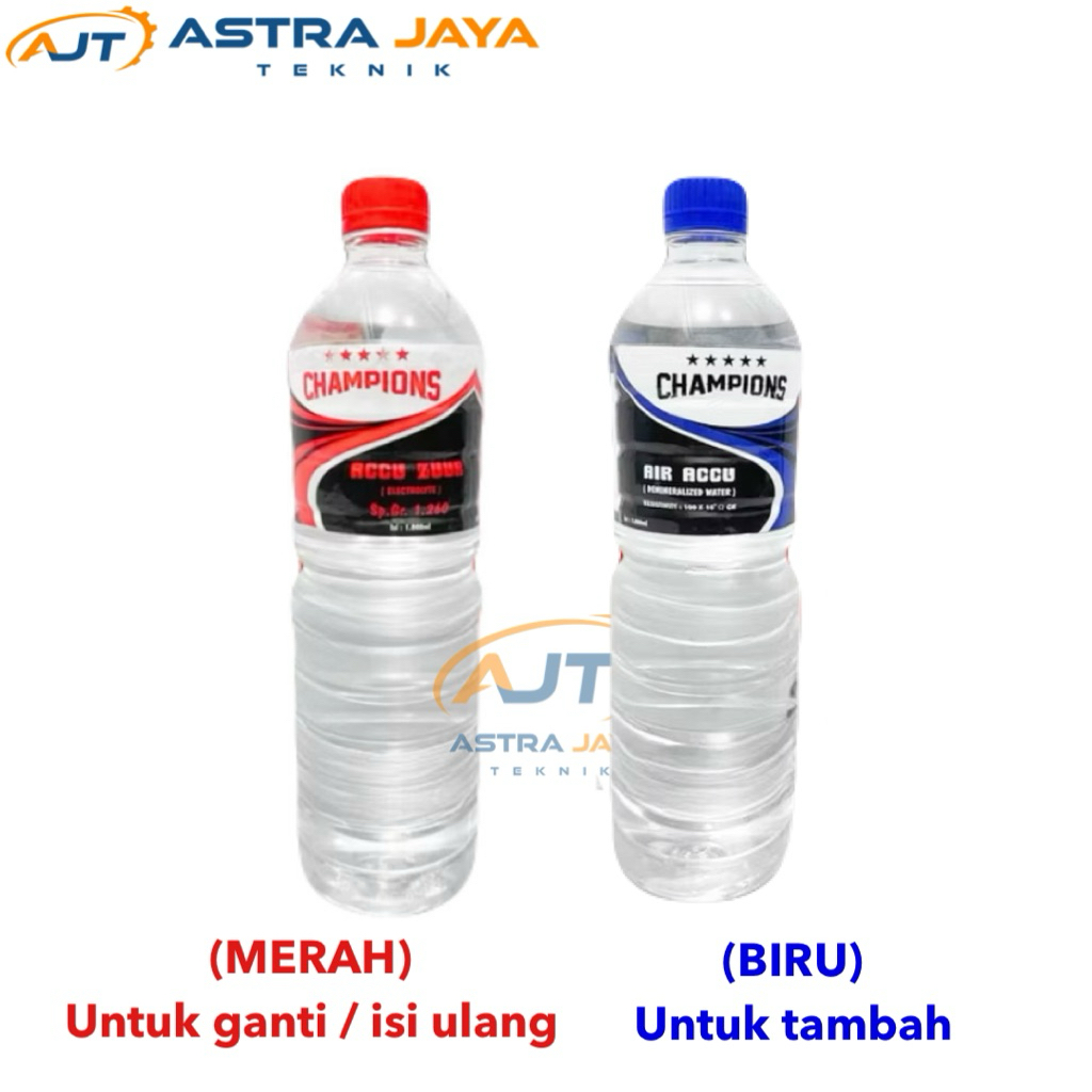 Champions Air Aki Zuur 1000 ML Original & Berkualitas Tinggi - Untuk Air aki Basah dan Kering