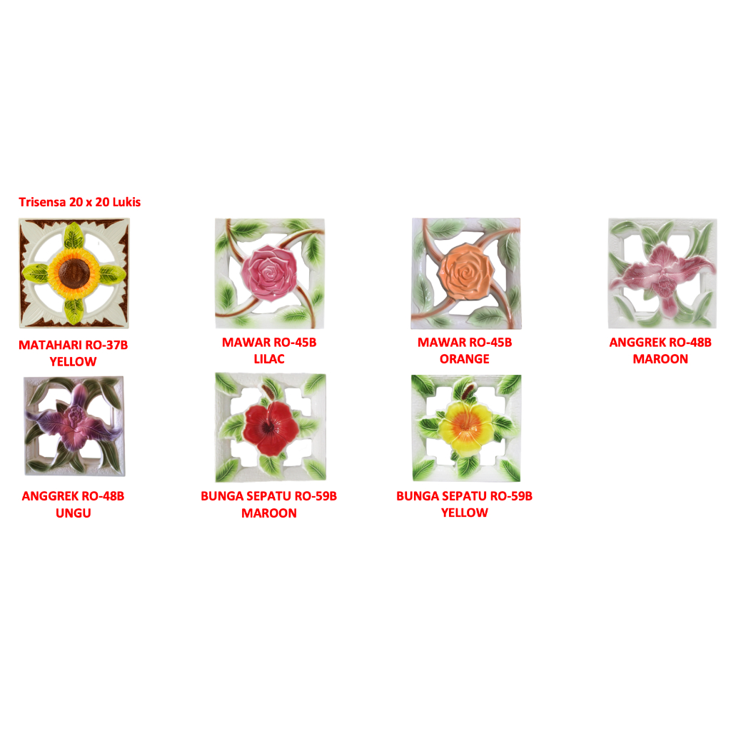 20x20 Roster Trisensa / Lubang Angin Lukis / Roster Keramik Lukis Trisensa
