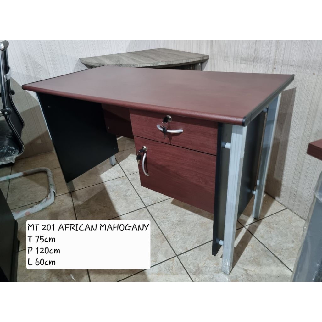 MEJA KANTOR KAKI METAL / MEJA KERJA / MEJA BELAJAR 1 BIRO & ½ BIRO