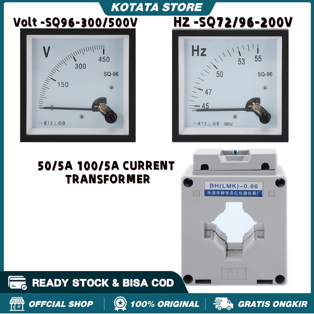 FORT CURRENT TRANSFORMER/200V SQ-72/96 Frequency HZ METER 300/500V FORT Volt Meter Analog