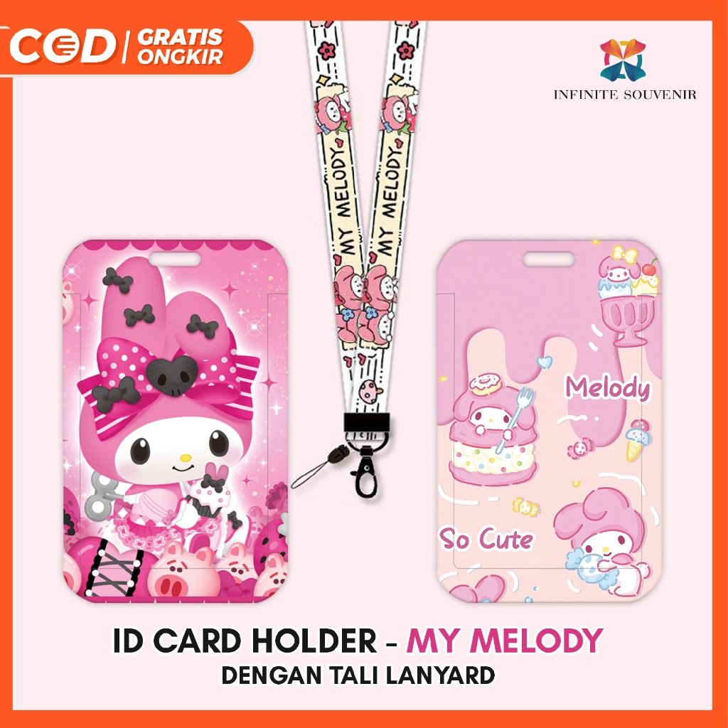 

[N004] SANR!O MY MELODY / Name Tag ID Card Holder dengan Tali Lanyard
