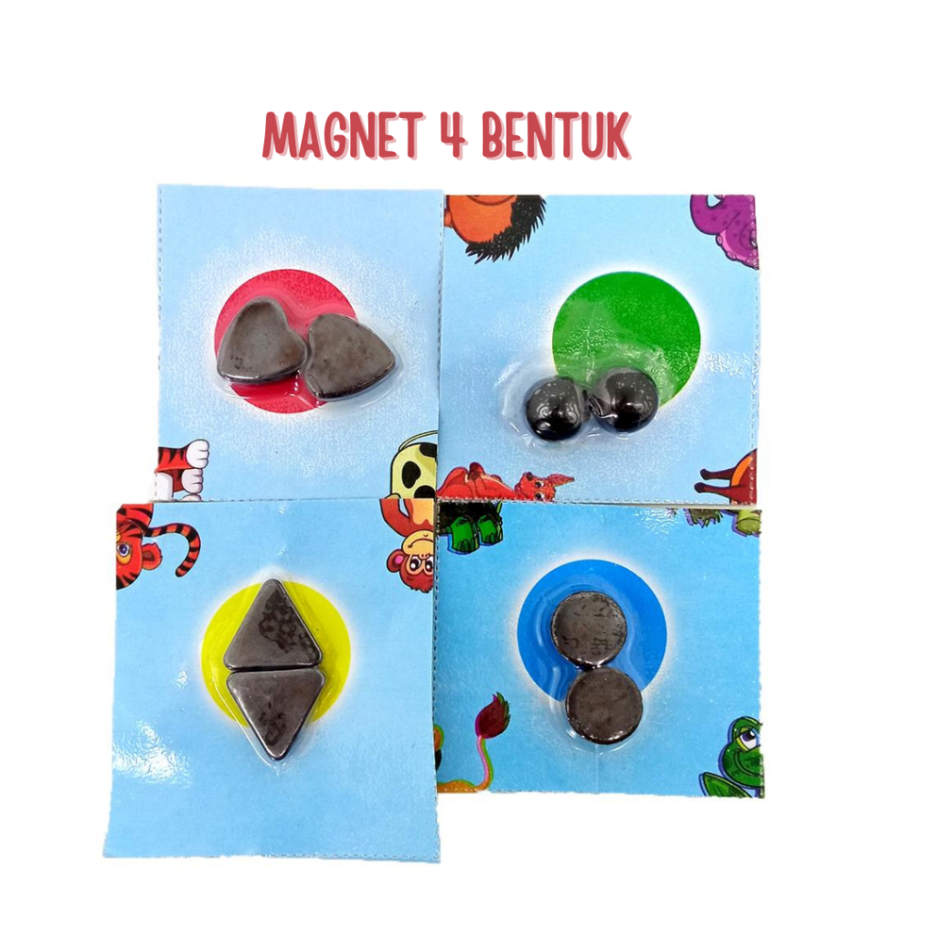Magnet Mainan Set Magnet 4 Bentuk Besi Berani Mainan Anak Jadul 90an  Edukatif Magnetic Set Toy