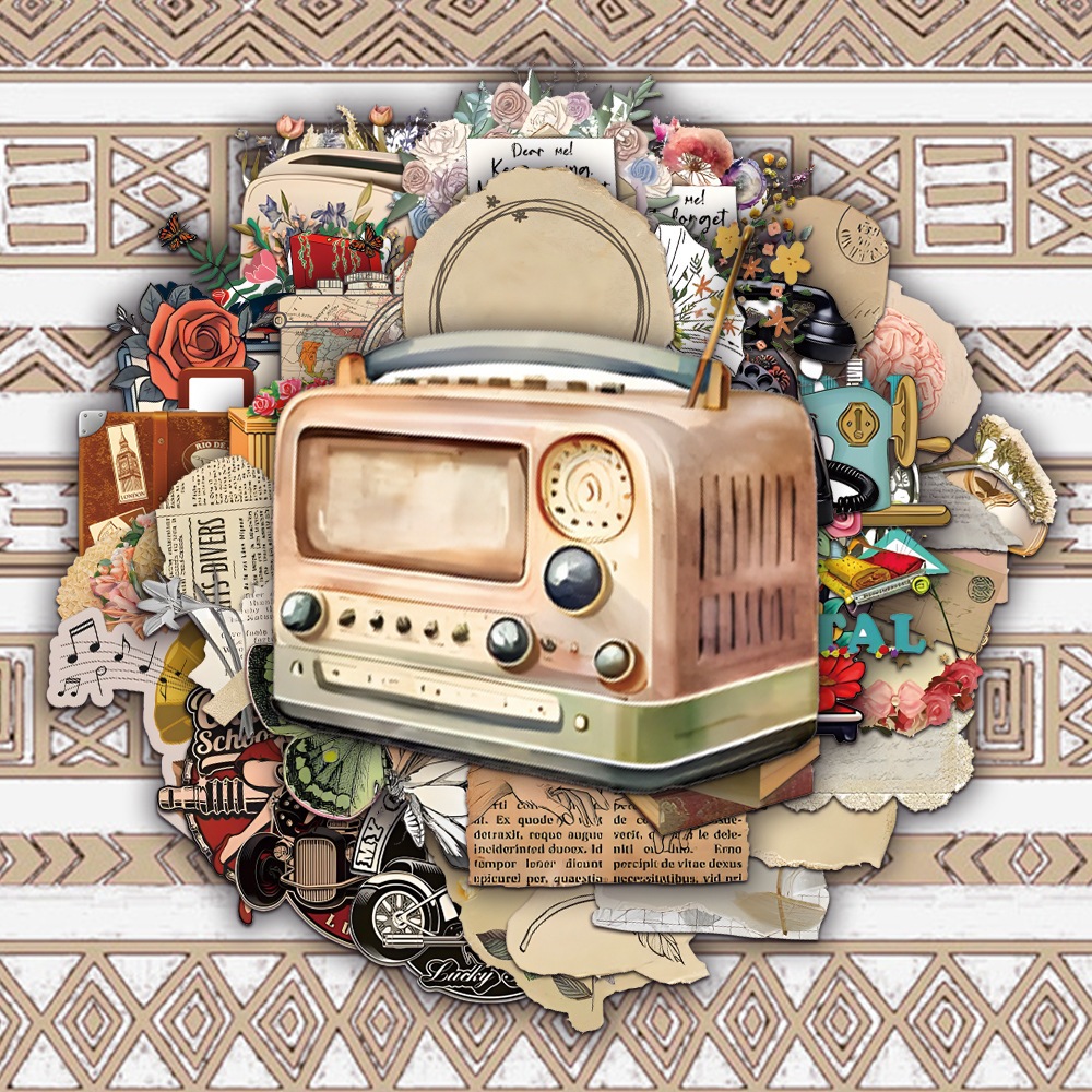 

Stiker Retro Vintage Antik 32 Pcs Scrapbook HP Laptop Tumbler Anti Air Loverstuff