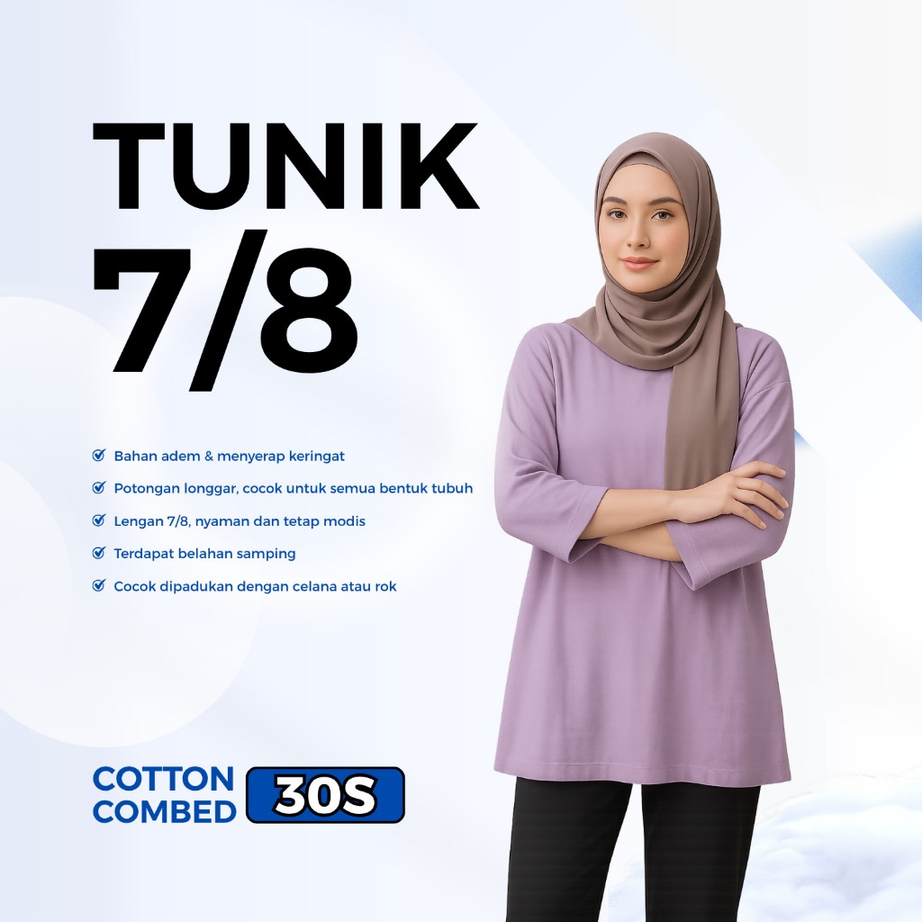 Kaos Tunik Oversize Wanita Hijab Friendly / Atasan Tunik Polos Wanita