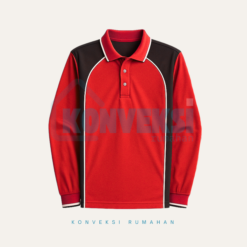 kaos kerah panjang [Merah TC] / kaos wangky / kaos polo panjang / kaos olahraga / kaos kerah pria