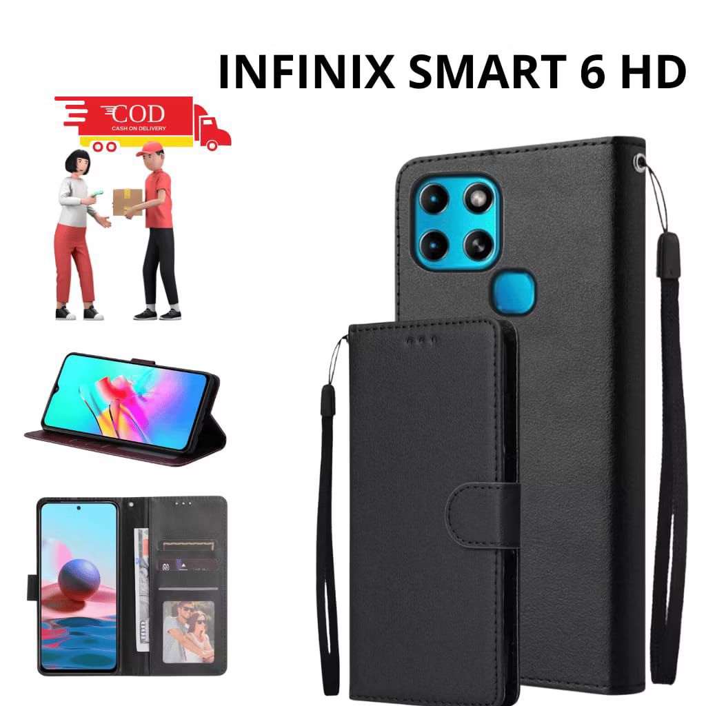 Casing Flip Polos Infinix Smart 6 HD Casing Flip Wallet Dompet
