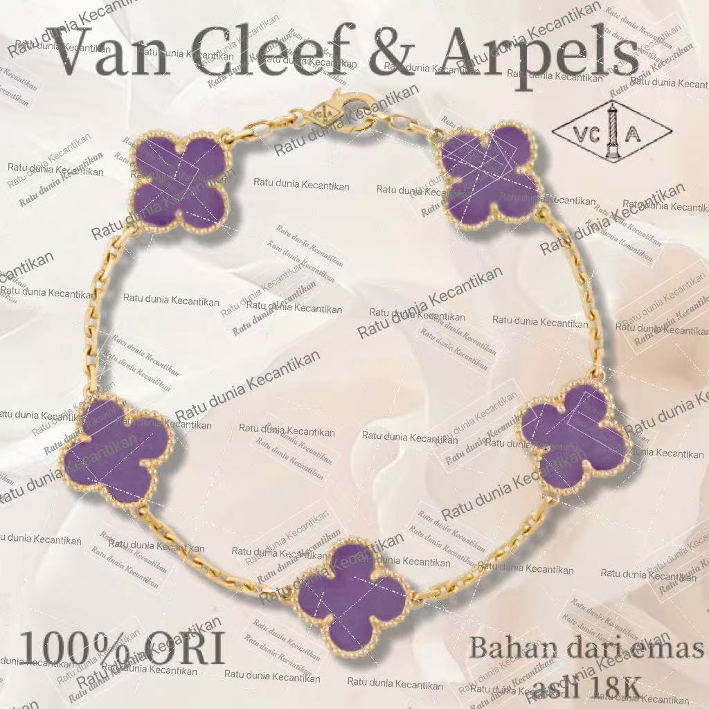 [18K emas asli/100% ORI]VanCleefArpels Alhamdra Four Leaves Lucky Series Gelang /perhiasan wanita/ K
