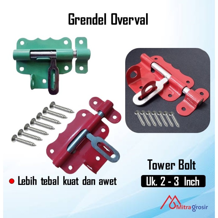 Slot Pintu Gudang 2 Inci Grendel Overpal Jendela Barrel Bolt Grendel Overval Warna