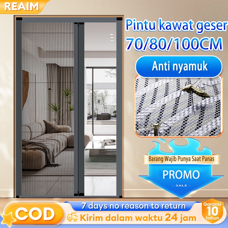 Reaim Pintu kawat geser sliding Anti nyamuk Pintu geser Bernapas dengan lubang Anti Tikus Pintu