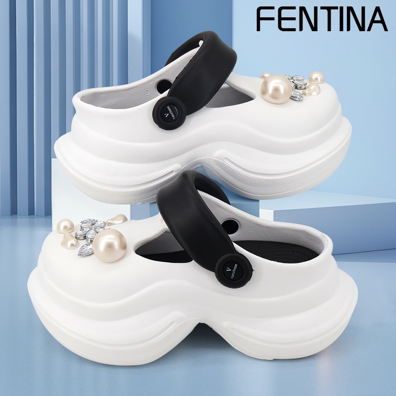 FENTINA Sandal Kodok Wanita Wedges Korea Sandal Baim Wanita Kekinian Sandal Jelly Wanita Tinggi