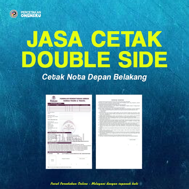 JASA TAMBAHAN CETAK NOTA DOUBLE SIDES / CETAK NOTA BOLAK BALIK CUSTOM / PERCETAKAN ONLINEKU