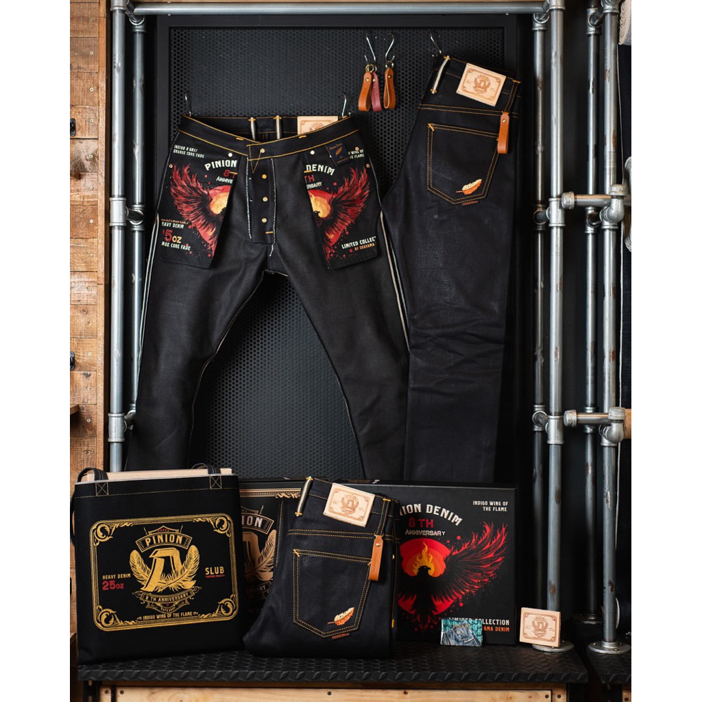 PINION DENIM ANNIVERSARY 8th 25oz ORANGE CORE FADE