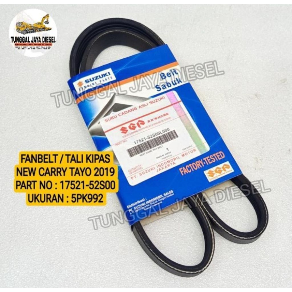 FANBELT VANBELT V-BELT SUZUKI NEW CARRY TAYO 2019 FAN BELT 5PK 992 5PK992 17521-52S00