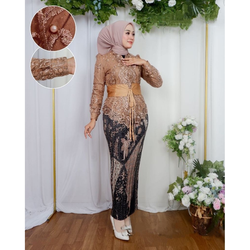 COD - KEBAYA BALI MODERN SET / ATASAN KEBAYA MODERN SET KEBAYA AURORA PITA SETELAN KEBAYA WISUDA KEB