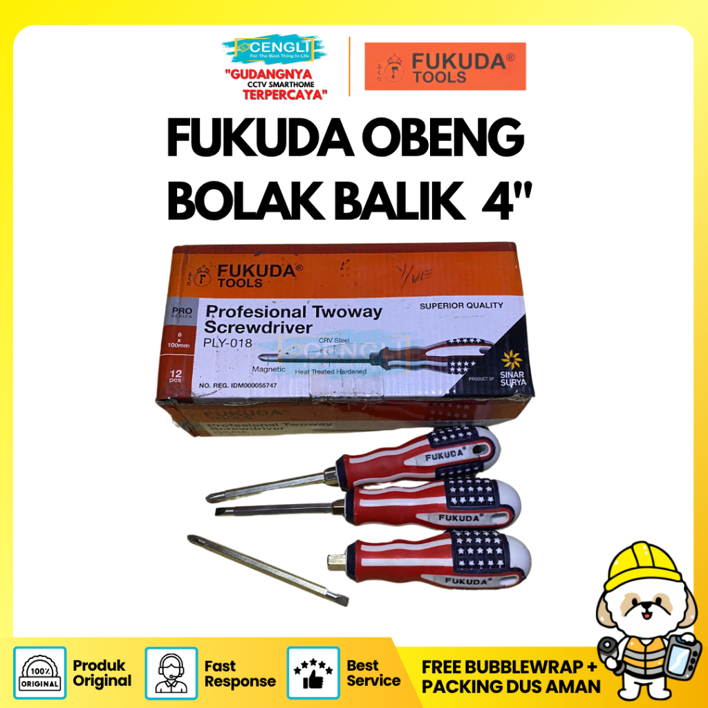 Obeng Bolak Balik Plus Minus Fukuda 4 Inch