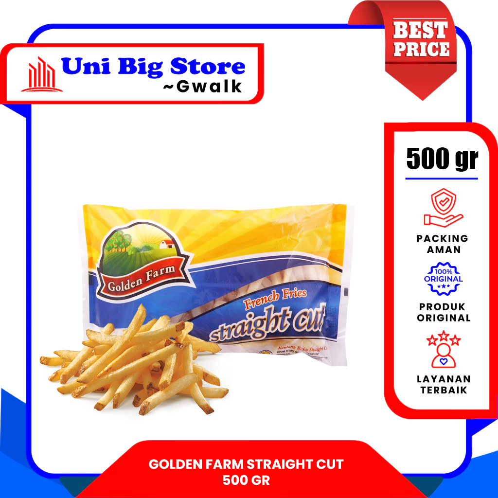 

GOLDEN FARM FRENCH FRIES STRAIGHT CUT KENTANG GORENG LURUS BESAR - 500 gr
