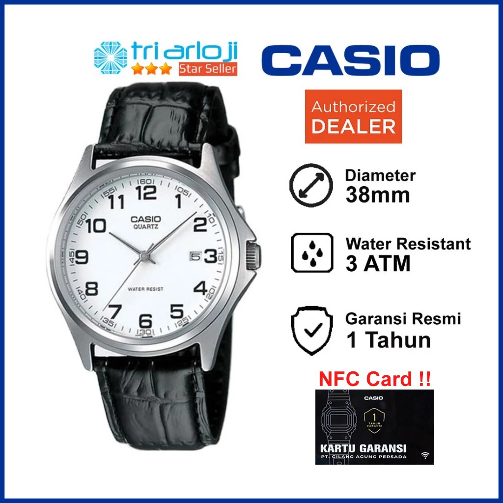 CASIO MTP-1183E-7BDF Jam Tangan Pria Kulit Hitam Angka MTP1183E MTP-1183E-7B
