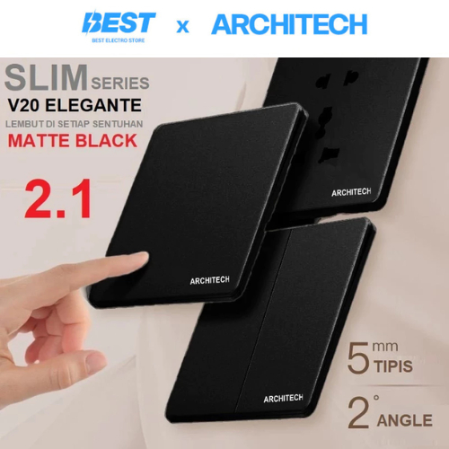 OK ARCHITECH V20 ELEGANTE BLACK SAKLAR LISTRIK / SAKELAR LAMPU ARCHITECH / saklar mewah / saklar