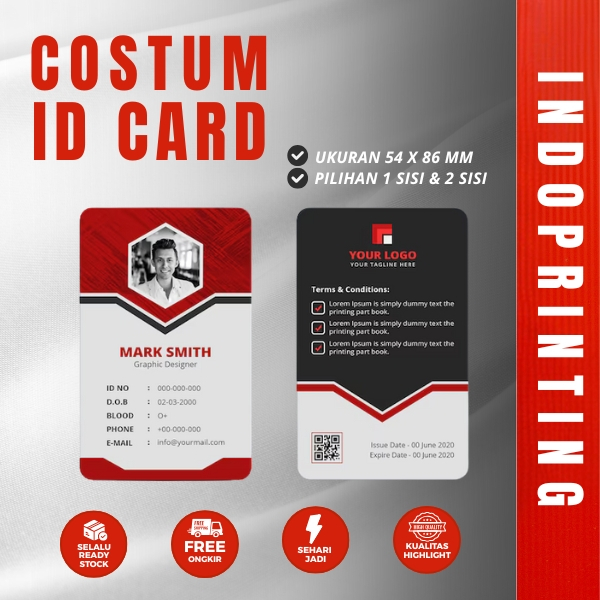 

ID Card Custom /Co Card /ID Card PVC Premium Cetak 1 Sisi 2 Sisi Termurah