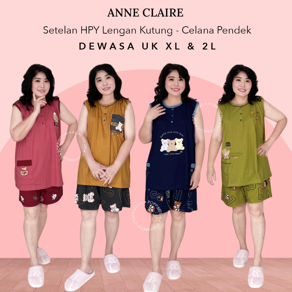 ANNE CLAIRE | HPY Kutung - Celana Pendek Jumbo Big size XL 2L BabyDoll Wanita Piyama Dewasa