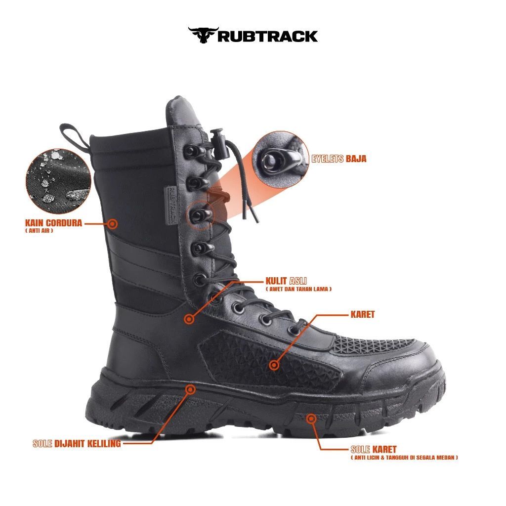 Rubtrack Series PDL Boa Libra Tali Biasa Tactical Shoes
