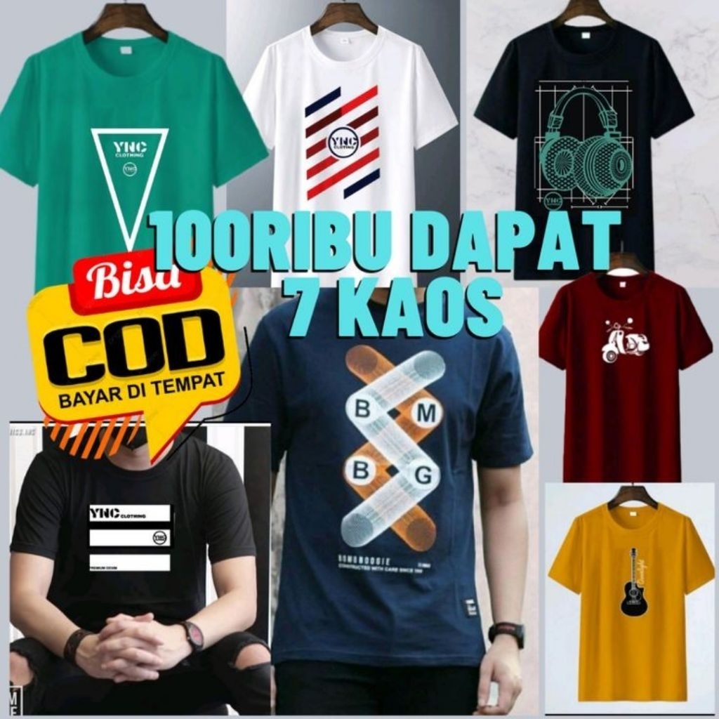100 Ribu Dapat 7 Kaos Distro| T-Shirt Distro Branded Pria Wanita Unisex | Baju Kaos Pria | Kaos Dist
