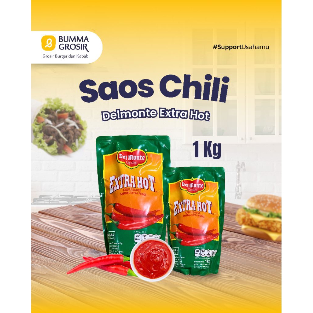 

Delmonte Saus chilli extra hot - chilli sauce extra hot - saus cabai - saus sambal cabai
