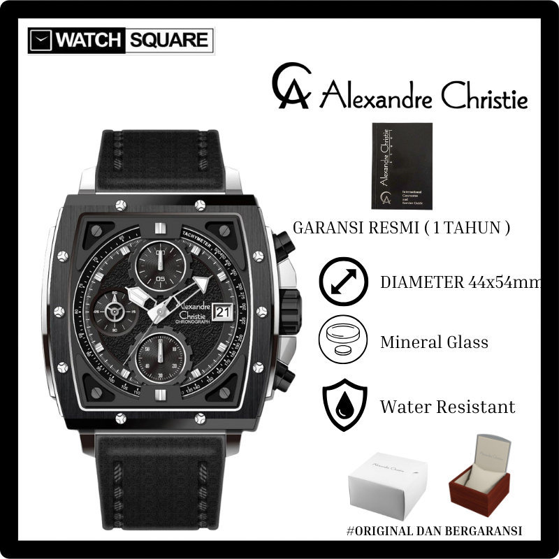 Jam Tangan Pria Alexandre Christie Chronograph AC 6376 MC  Leather Strap