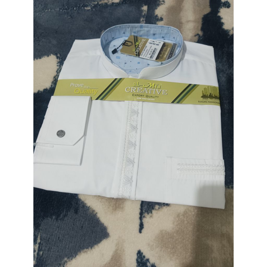 baju Koko almia putih panjang MST/Koko almia creative 100% almia original