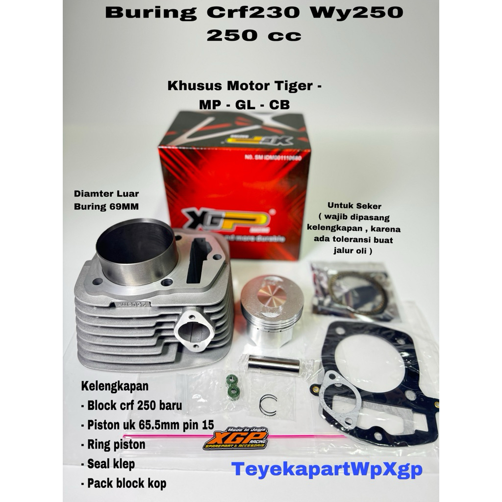 BLOK BURING CRF 250 XIEMA MERK XGP 250 SET ISI KODE WY 250 BLOK PISTON SET DIABLO 250CC PNP CB GL ME