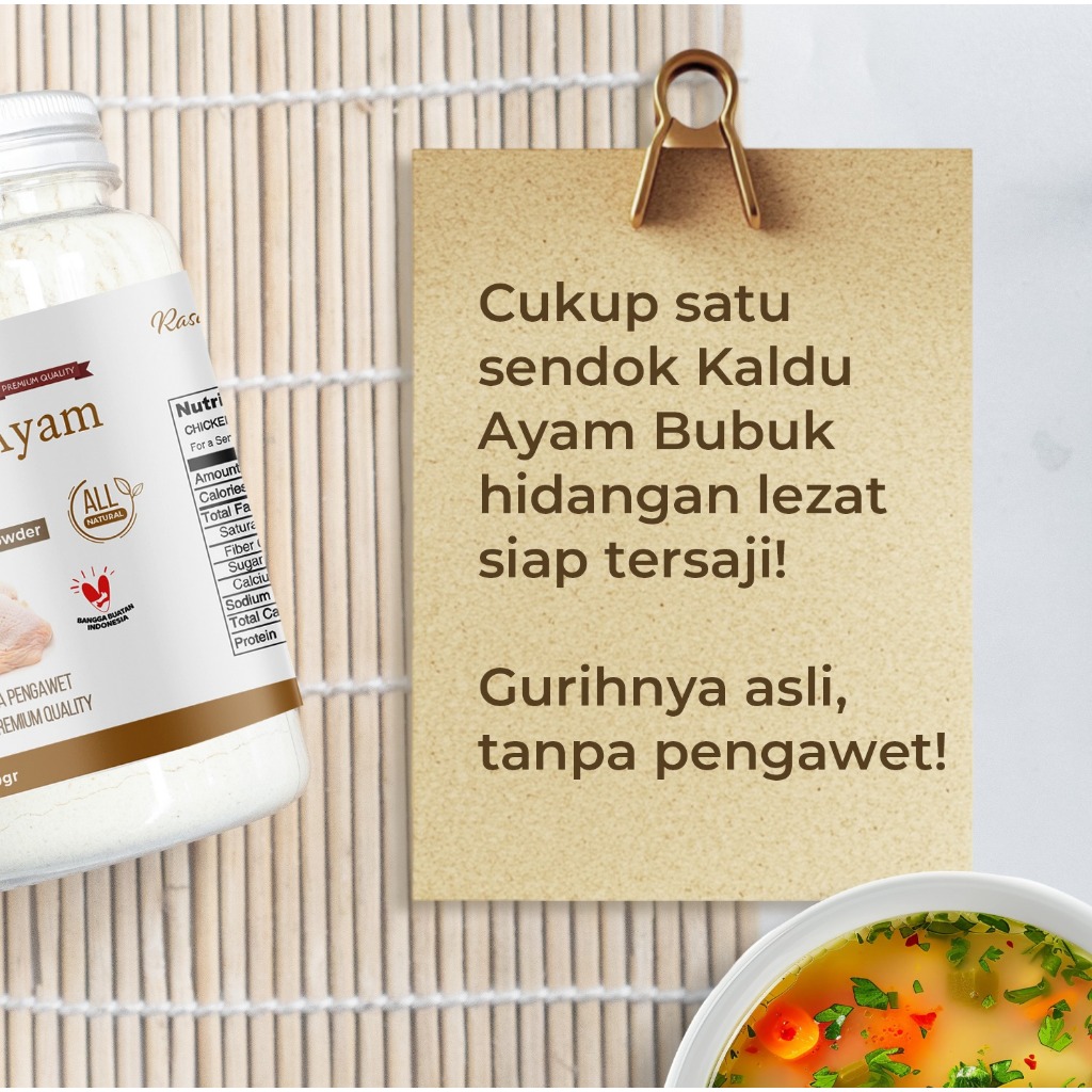

TRIVICO Kaldu Ayam Bubuk Chicken Stock Powder Non-MSG Bumbu Kaldu Masakan Sehari-hari Kaldu Sehat
